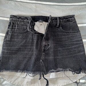 Alexander Wang Distressed Black Denim Mini Skirt